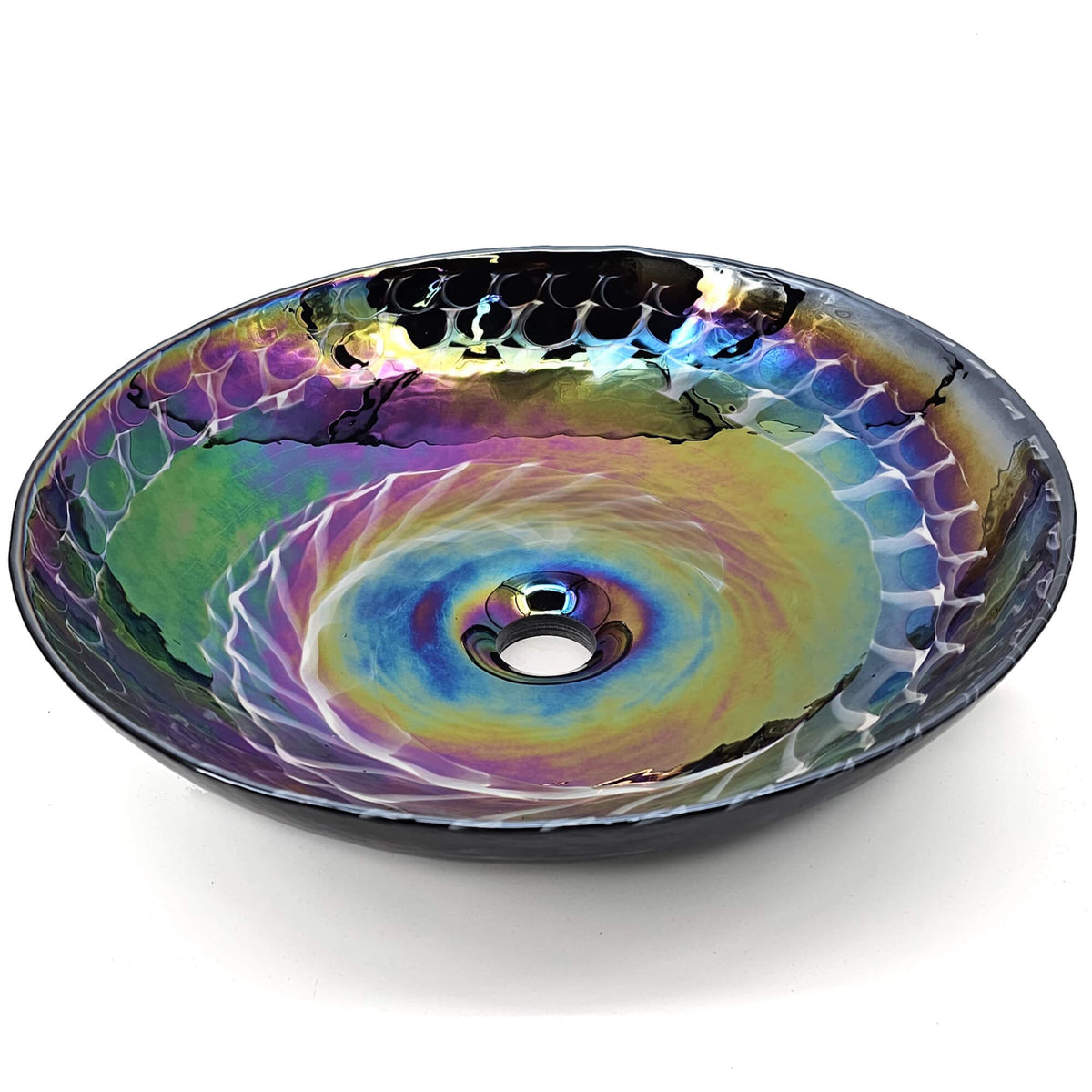 RUVATI RVB3049 16 inch Murano Glass Art Vessel Circle Decorative Pattern Sink