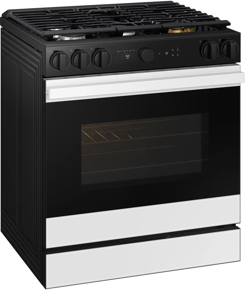 SAMSUNG NSG6DB850012 Bespoke 30 Inch Slide-In Gas Smart Range in White Glass