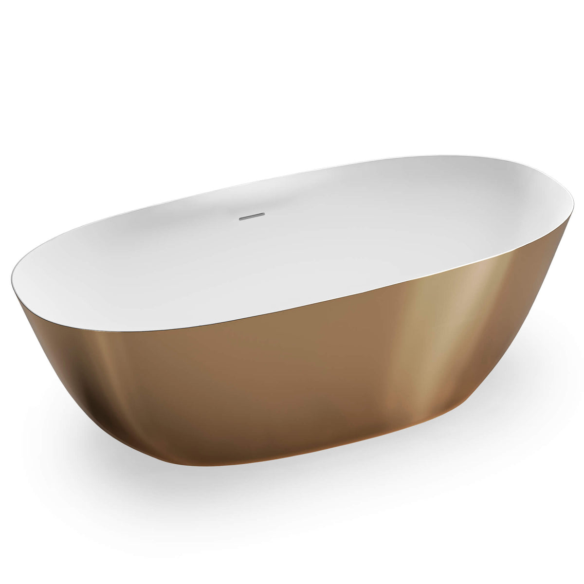 RUVATI RVB6788GW 71-inch Matte Gold and White epiStone Solid Surface Bath Tub