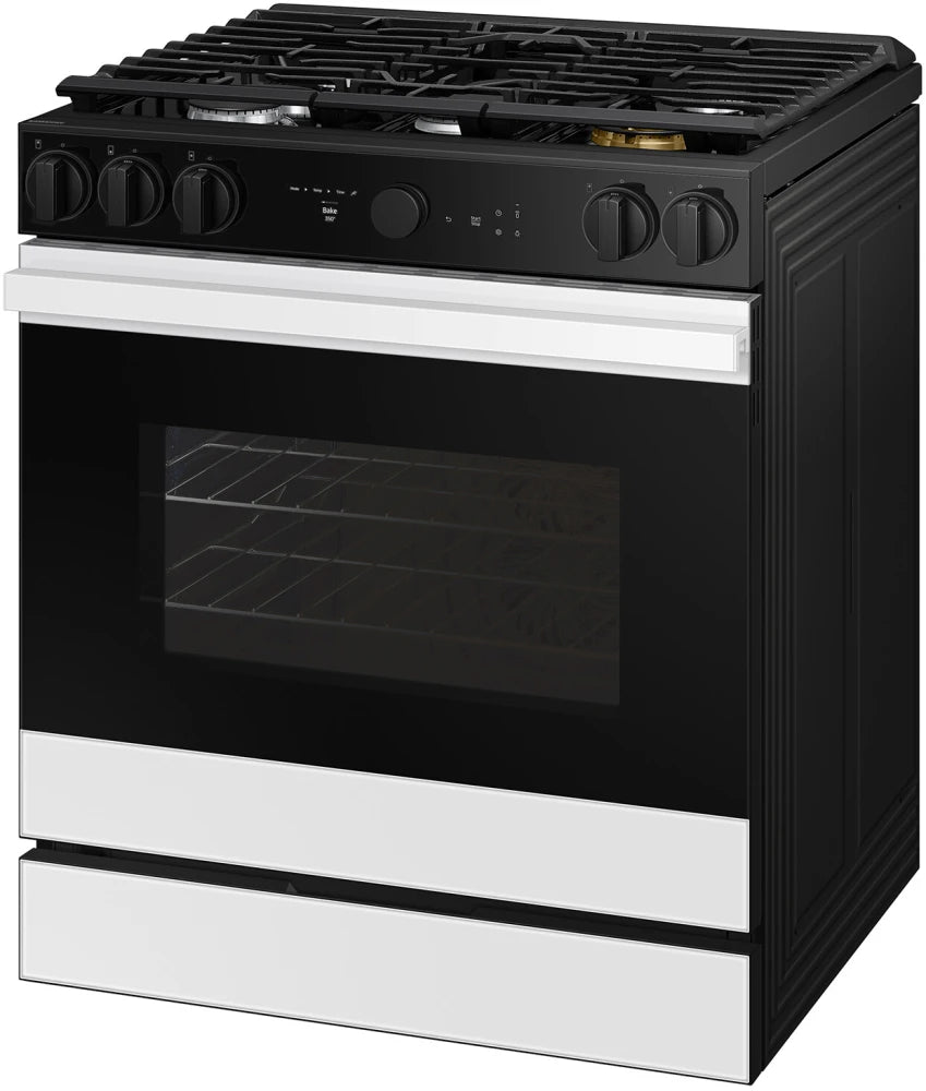 SAMSUNG NSG6DB850012 Bespoke 30 Inch Slide-In Gas Smart Range in White Glass