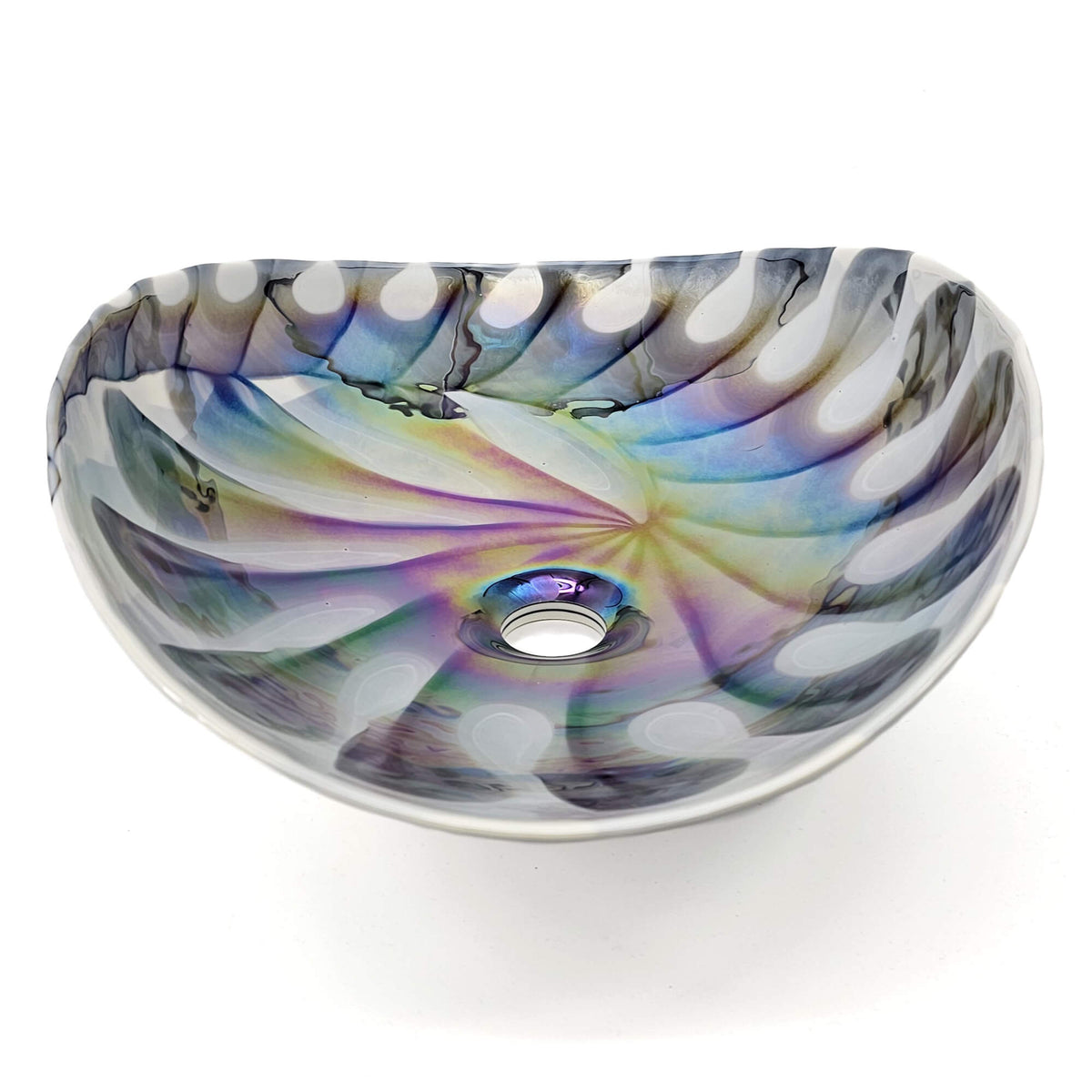 RUVATI RVB3031 19 inch Murano Glass Art Seashell Decorative Pattern Bathroom Sink