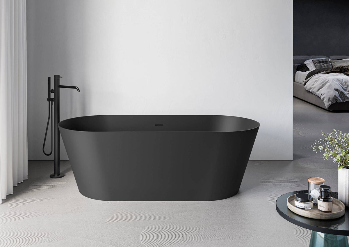 RUVATI RVB6750BK 67-inch Black epiStone Solid Surface Oval Bath Tub