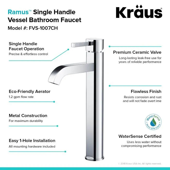 KRAUS Ramus Single Handle Vessel Bathroom Faucet