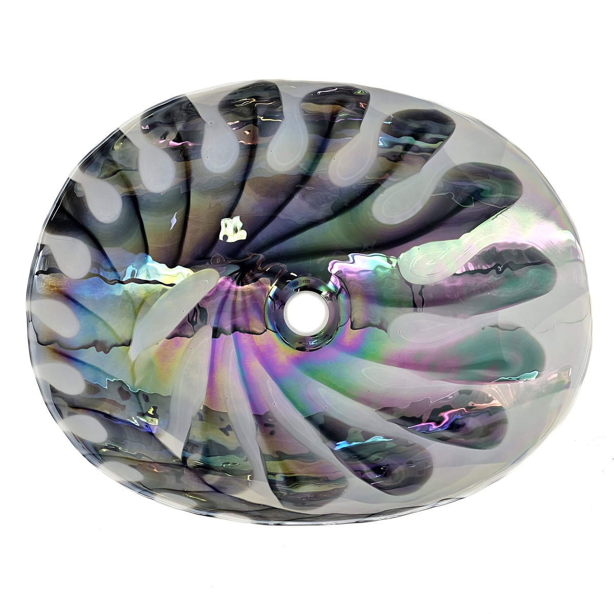 RUVATI RVB3031 19 inch Murano Glass Art Seashell Decorative Pattern Bathroom Sink