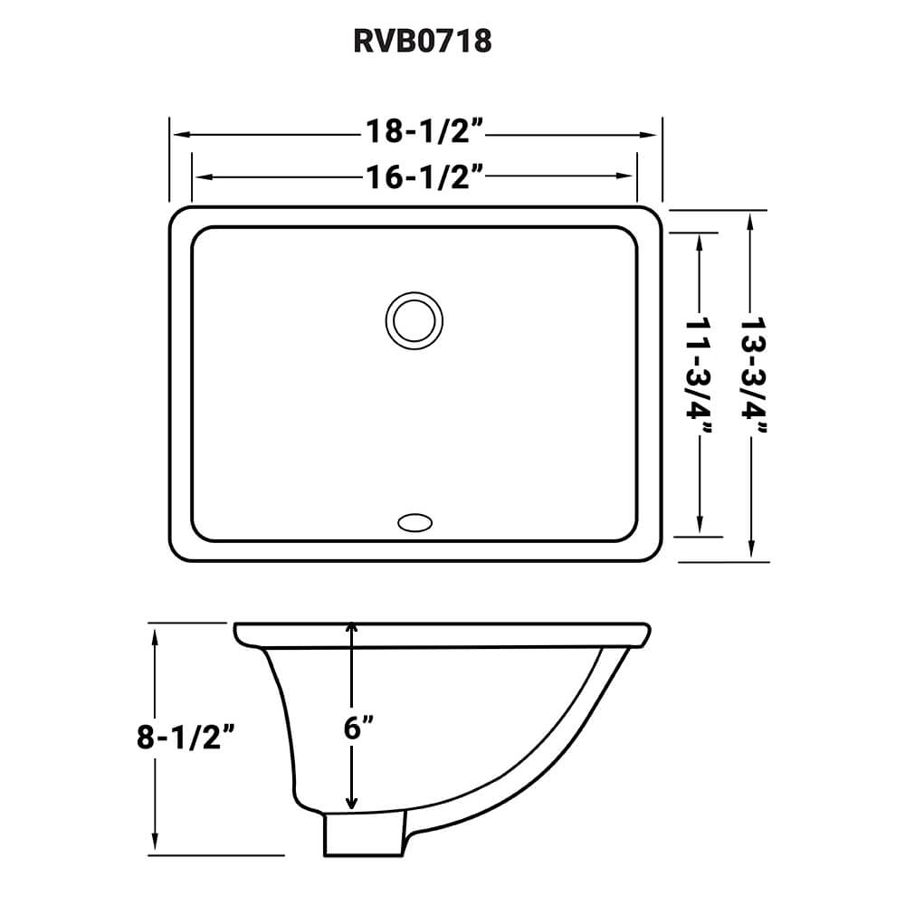 RUVATI RVB0718 17 x 12 inch Undermount Bathroom Vanity Sink