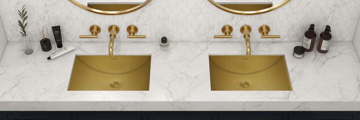 RUVATI RVH6106GG 16 x 13 inch Brushed Gold Polished Brass Rectangular Sink