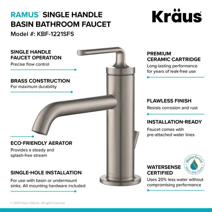 KRAUS Ramus Single Handle Basin Bathroom Faucet