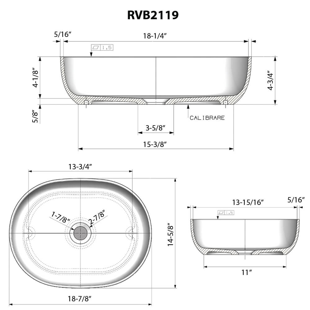 RUVATI RVB2119TL epiStone 19-inch Solid Surface Vessel Sink