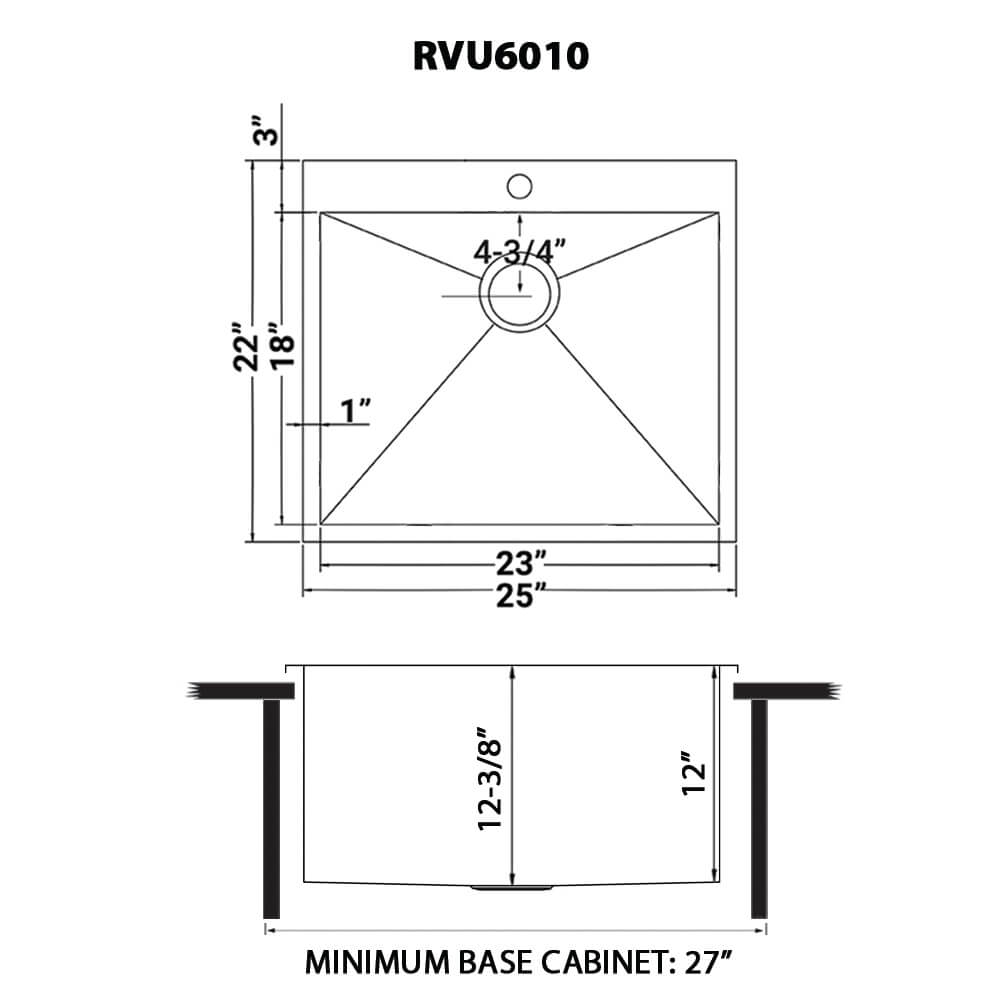 RUVATI RVU6010 Topmount Laundry Utility Sink 25″ x 22″ x 12″