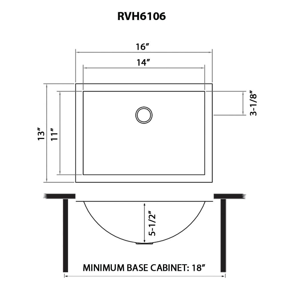 RUVATI RVH6106GG 16 x 13 inch Brushed Gold Polished Brass Rectangular Sink