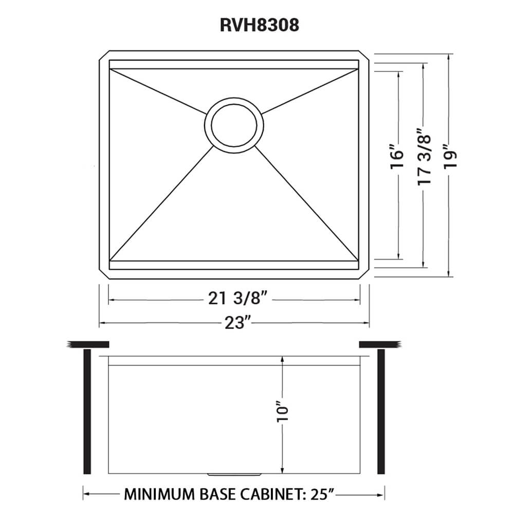 RUVATI RVH8308 23″ Workstation Ledge Bar Prep Kitchen Sink Undermount