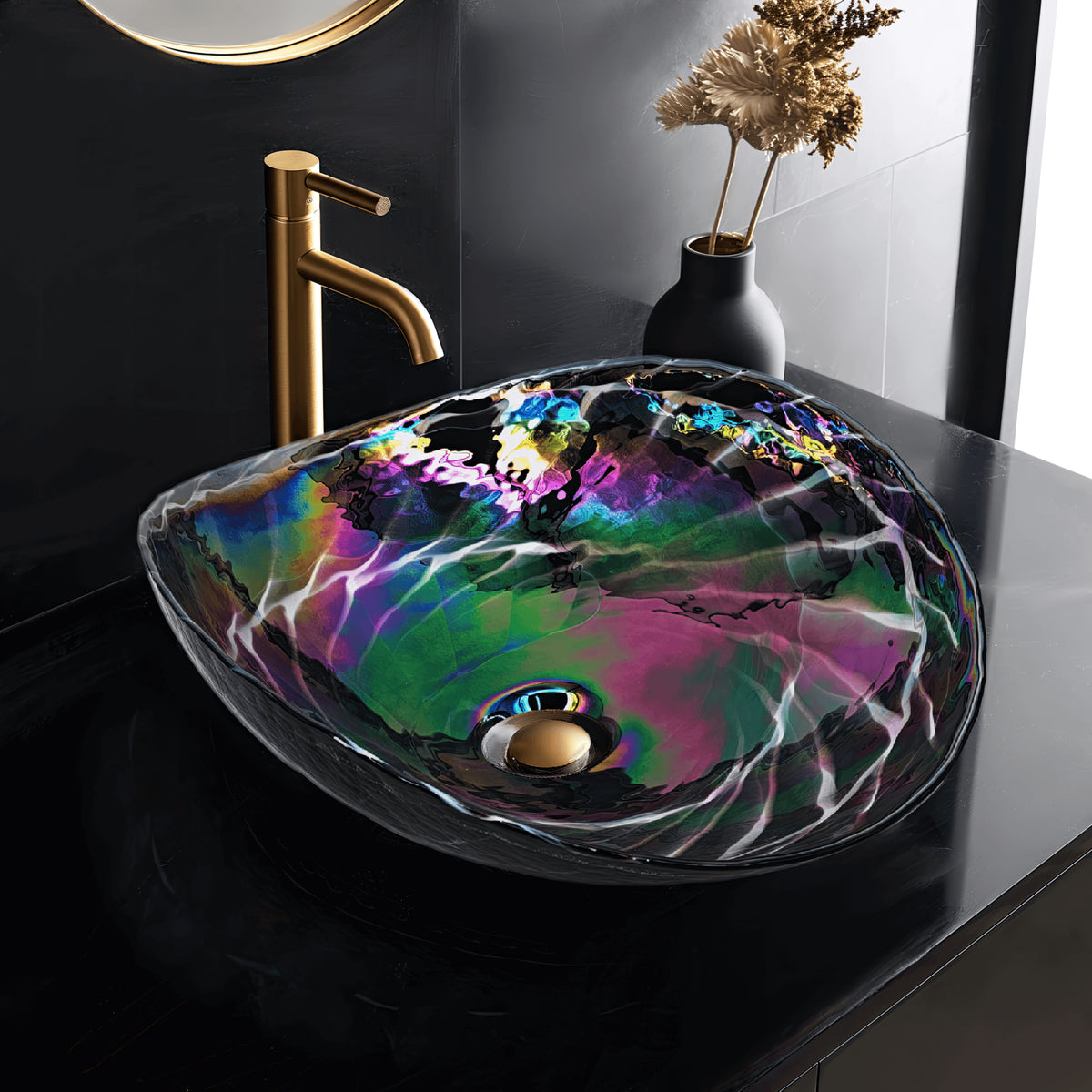 RUVATI RVB3048 19 inch Murano Glass Art Decorative Pattern Bathroom Sink