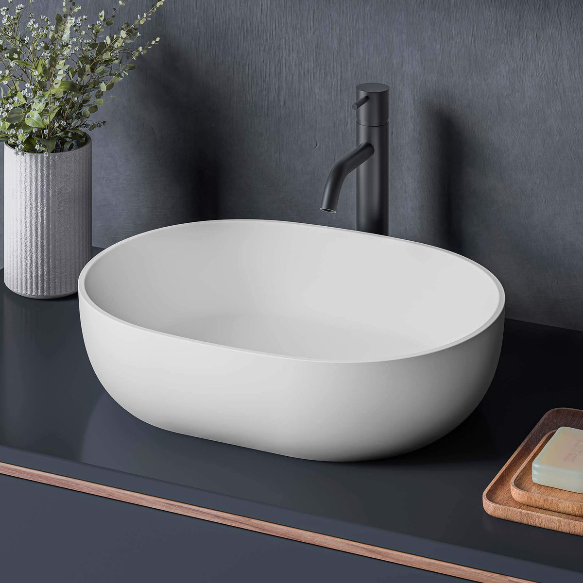 RUVATI RVB2119WH epiStone 19-inch Solid Surface Vessel Sink