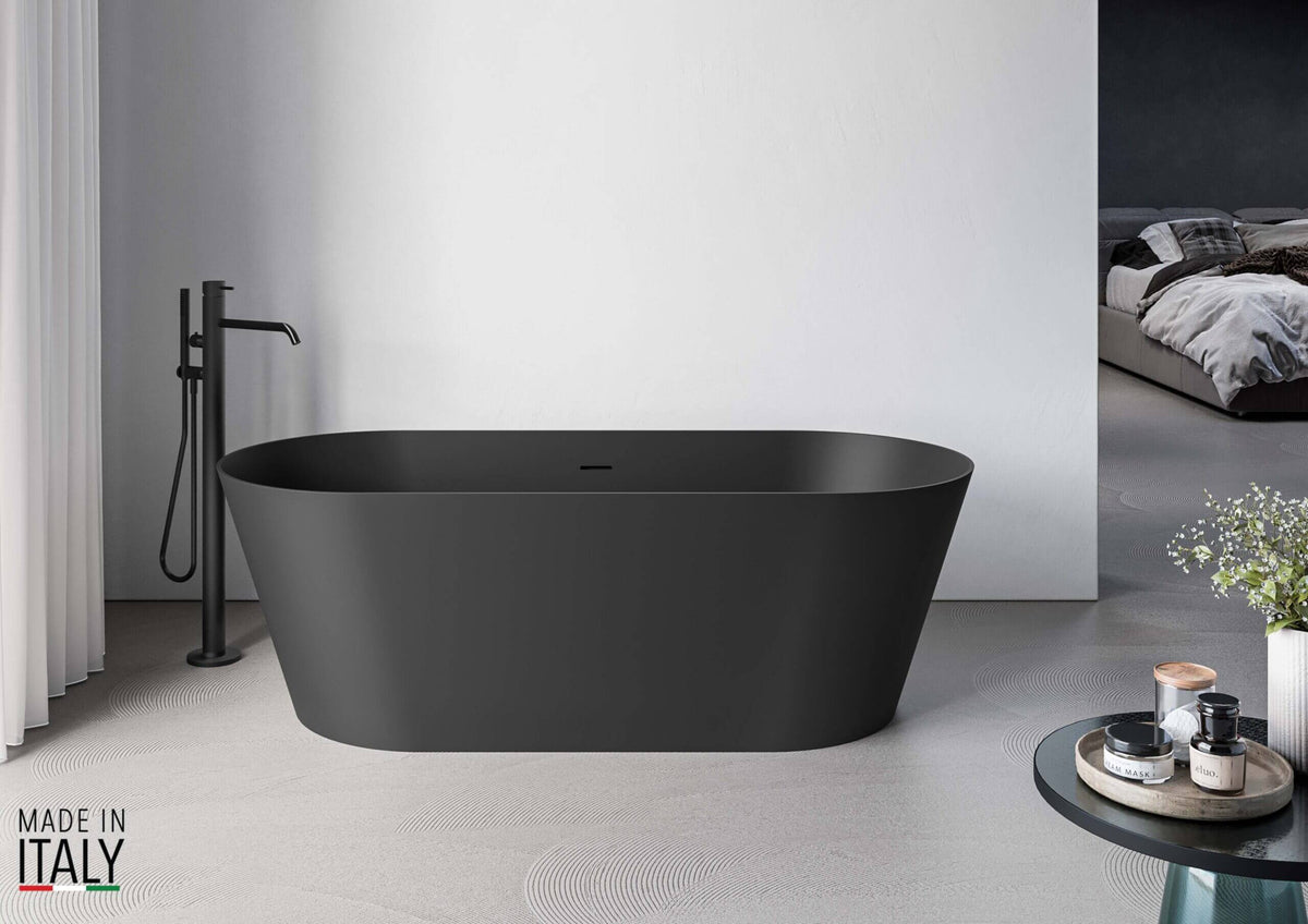 RUVATI RVB6750BK 67-inch Black epiStone Solid Surface Oval Bath Tub