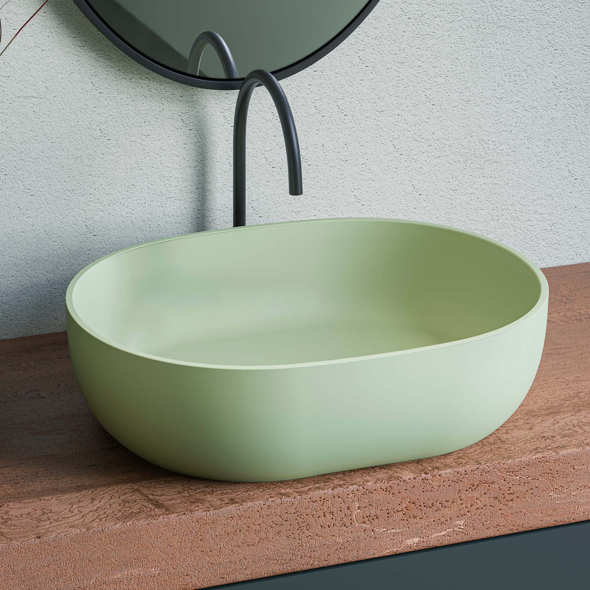 RUVATI RVB2119GN epiStone 19-inch Avocado Lime Green Solid Surface Vessel Sink