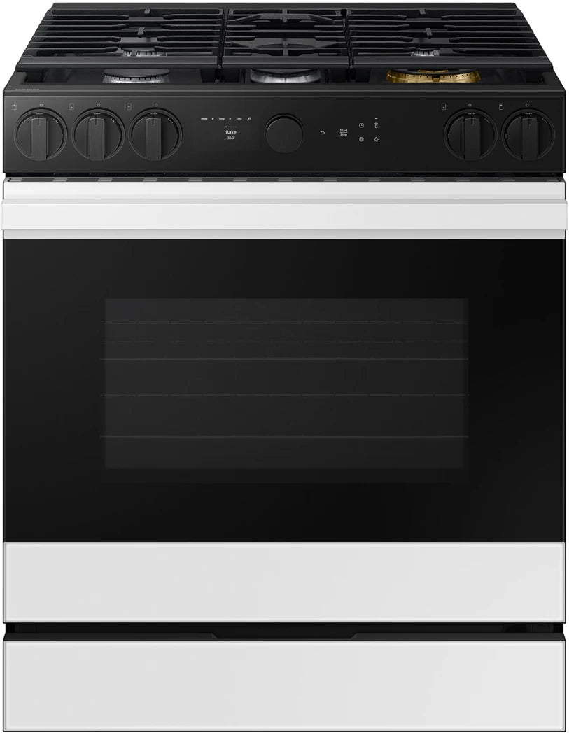 SAMSUNG NSG6DB850012 Bespoke 30 Inch Slide-In Gas Smart Range in White Glass